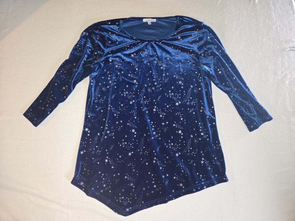 Catalog Favorites Blue Velvet Top Celestial Shooting Star Design Size M